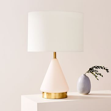 Metalized Glass Table Lamp + USB - Small (Blush) | West Elm (US)