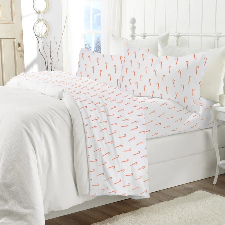 Baylay Candy Canes Plush Microfiber Sheet Set | Wayfair North America