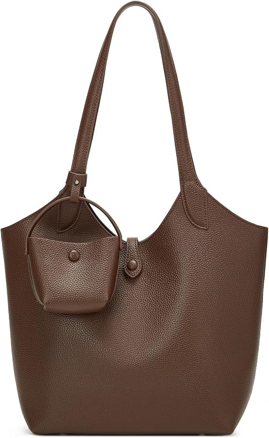 2025 PU Leather Tote Bag for Women Fall Winter Shoulder Handbag with Cute Mini Charm Pouch Fashio... | Amazon (US)