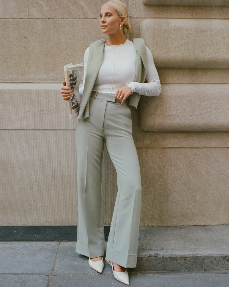 Cuffed Hem Tailored Wide Leg Pant | Abercrombie & Fitch (US)