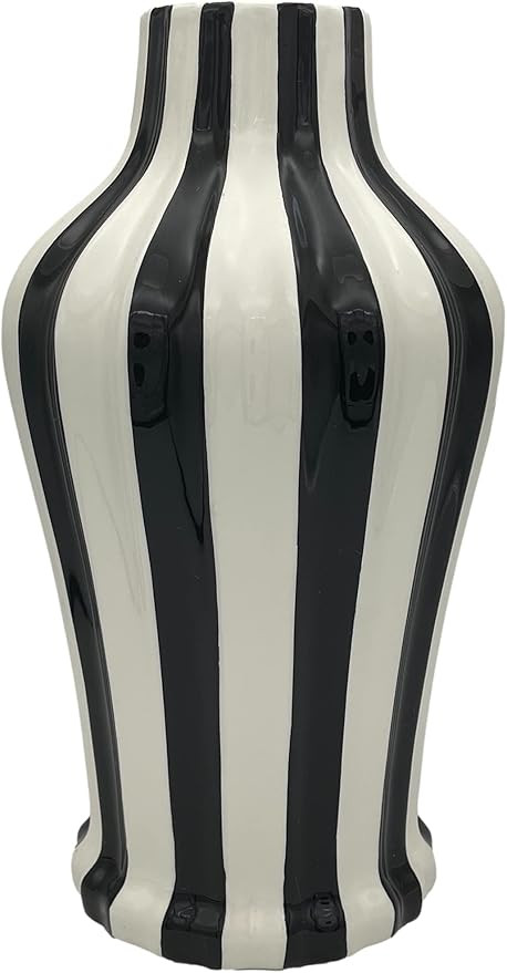 Amazon.com: Tuscan Collection Classic Striped Ceramic VASE, Your Choice of Color by ACK (Black/Wh... | Amazon (US)