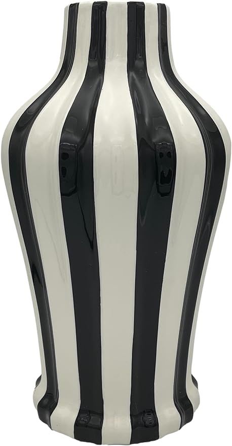 Amazon.com: Tuscan Collection Classic Striped Ceramic VASE, Your Choice of Color by ACK (Black/Wh... | Amazon (US)