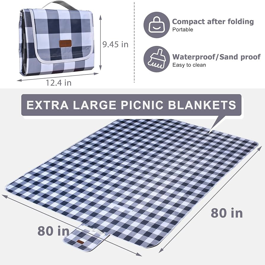 80"x80" Extra Large Waterproof Outdoor Mat - Sandproof Foldable Picnic Blanket for Family Camping... | Amazon (US)