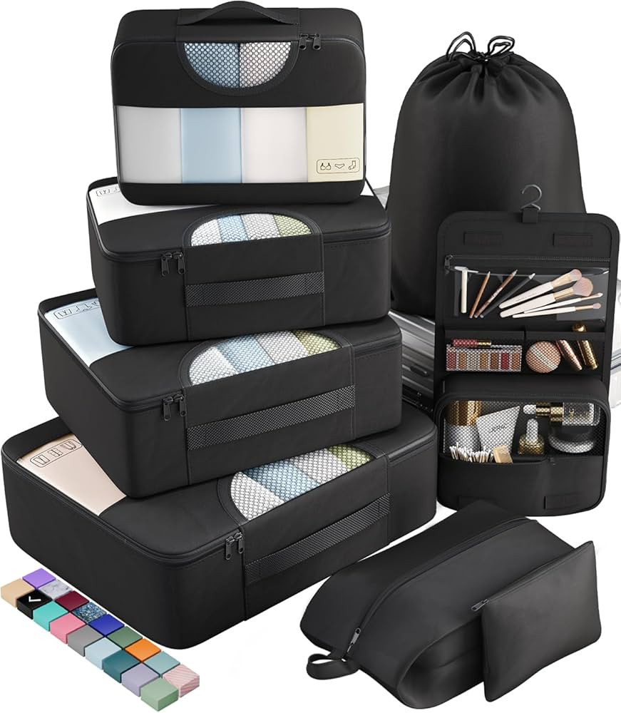 Veken 8 Set Packing Cubes for Travel Essentials, Suitcase Organizer Bags in 4 Sizes, Carry-On Lug... | Amazon (US)