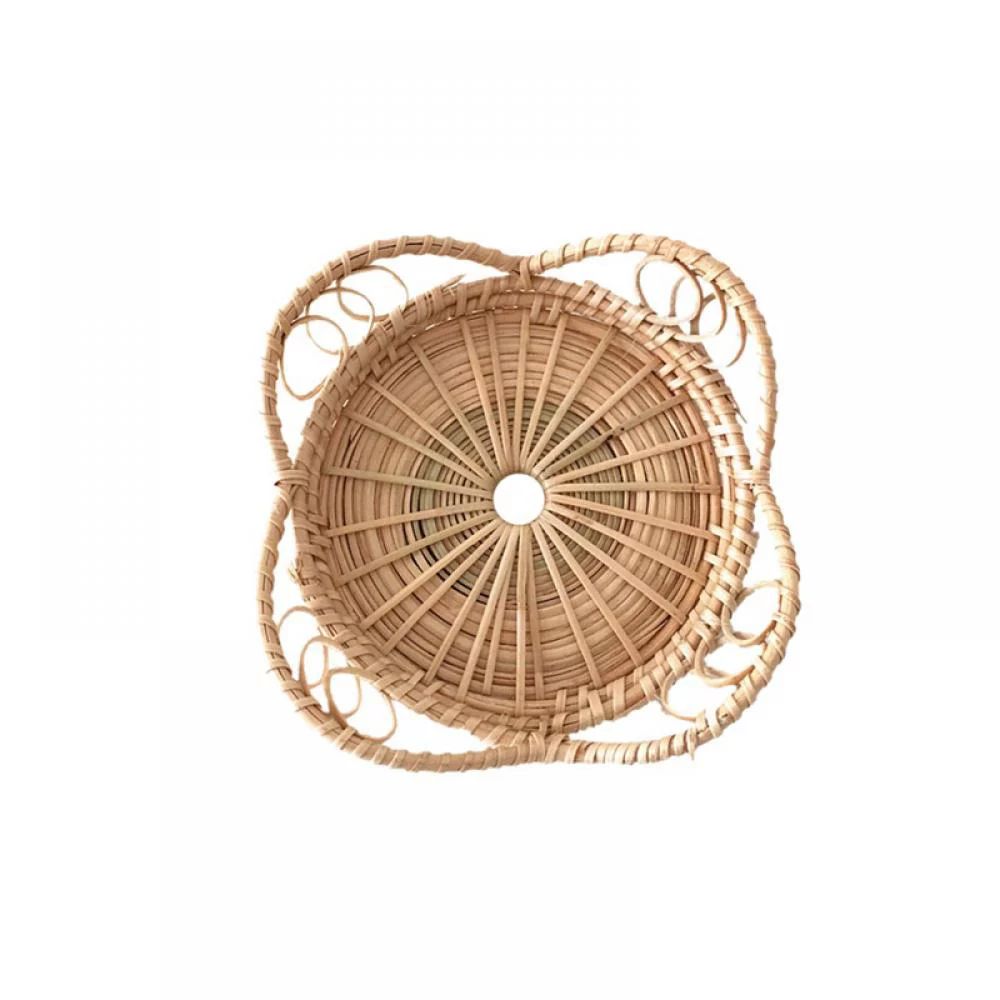 Natural Rattan Serving Tray, Handmade Round Wicker Bread Basket Tray, Woven Baskets for Fruit Bre... | Walmart (US)