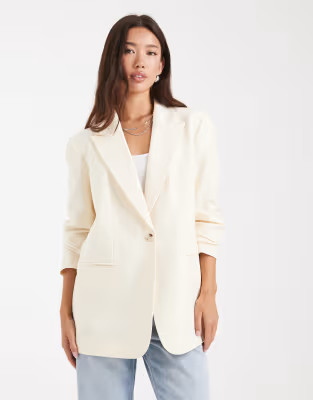 ASOS DESIGN relaxed blazer in cream | ASOS | ASOS (Global)