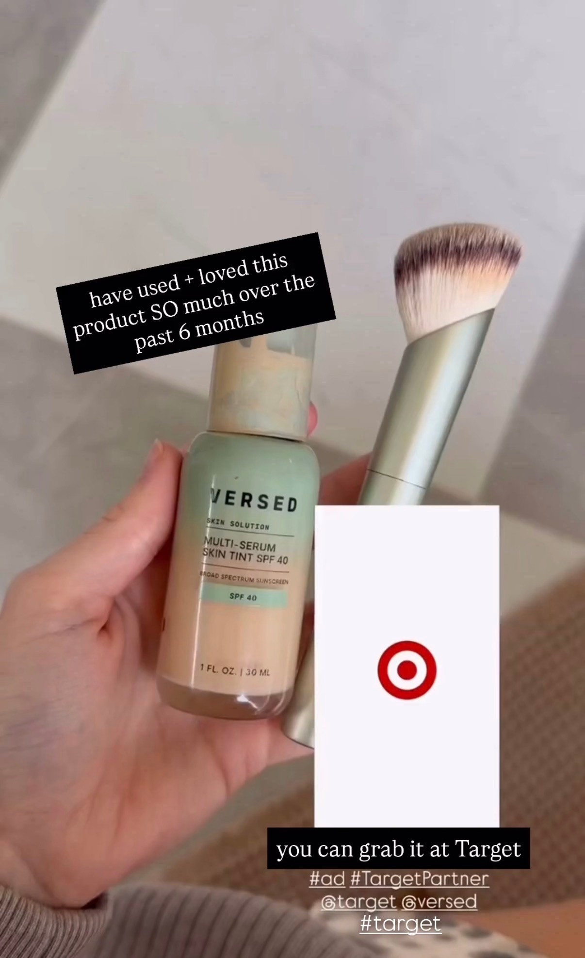 #AD The Multi-serum skin tint from @versed is one of my absolute favorite skincare products because it does it all, hydration, coverage, and SPF 40 in one step plus it’s under $20. It is SO hard to find good, clean affordable products that actually work! I’ve used this product for months!  I’m using the multi-tasking brush from Versed as well. You can see the hydration it gives my skin - I love wearing this by itself or under my makeup! You can grab it at @Target!  #TargetPartner