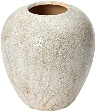 Creative Co-Op Stoneware, Distressed Cream Crackle Glaze Vases, 8" L x 8" W x 8" H | Amazon (US)