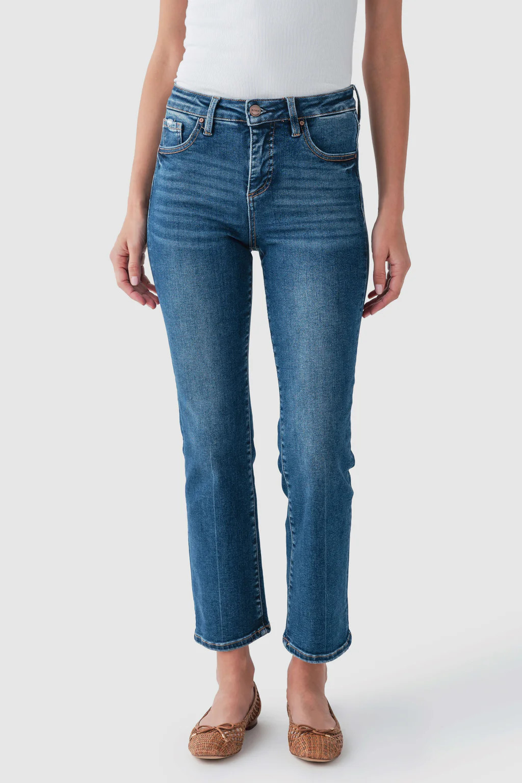 Risen Trish High Rise Straight Crop Jeans | Social Threads
