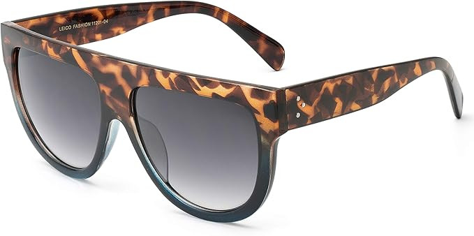 Women's Oversized Flat Top Fashion Sunglasses Trendy Big Square Designer Retro Shades | Amazon (US)