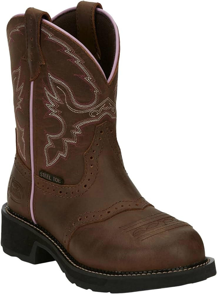 Justin Women's Wanette Western Work Boot Steel Toe Distressed Brown 8.5 M | Amazon (US)