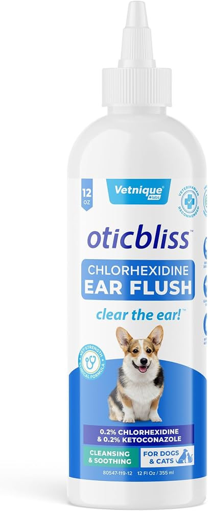 Vetnique Oticbliss Medicated Dog Ear Infection Treatment, Antiseptic Ear Cleaner for Cat & Dog Ea... | Amazon (US)