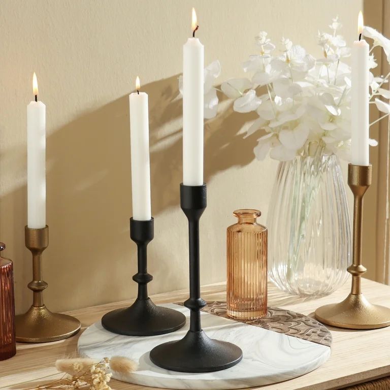 Better Homes & Garden 7.8" Decorative Black Cast Iron Taper Candle Holder, Large - Walmart.com | Walmart (US)