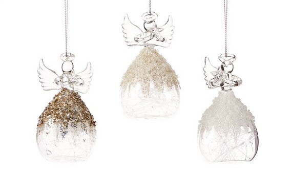 Glass Angel Beaded Ornaments L Gold L White L Christmas L - Etsy | Etsy (US)