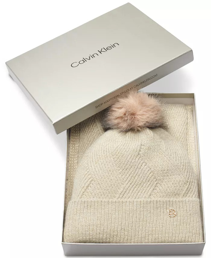 Women's Pom Pom Beanie & Scarf Boxed Gift Set | Macy's