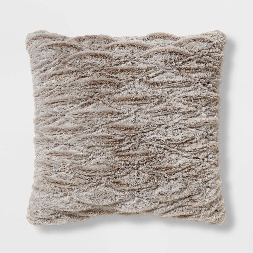 Euro Rouched Faux Fur Throw Pillow Beige - Threshold | Target