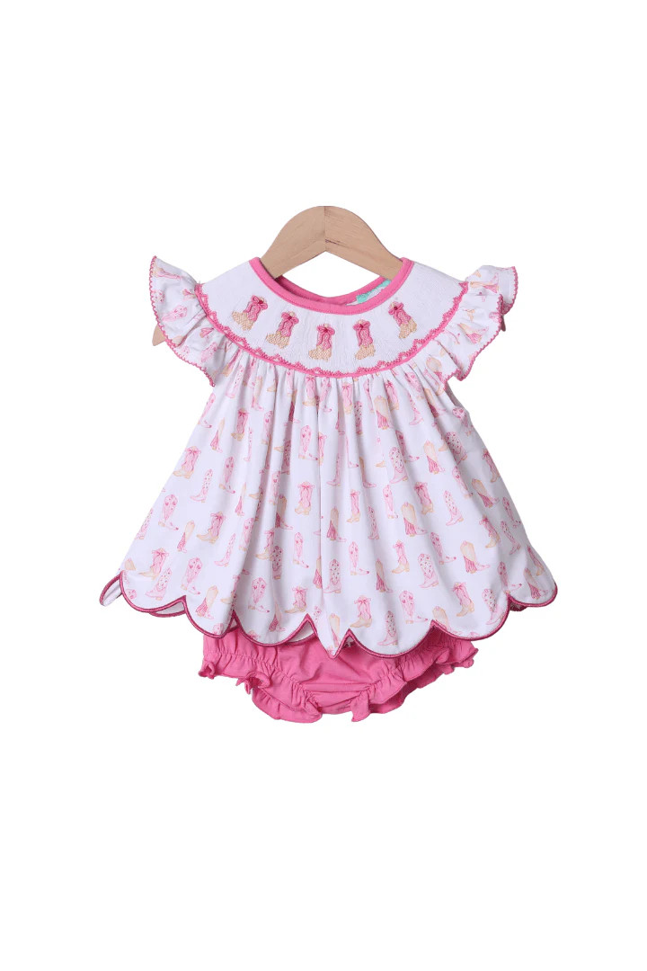 Smocked Cowgirl Boots Bloomer Set | The Smocked Flamingo