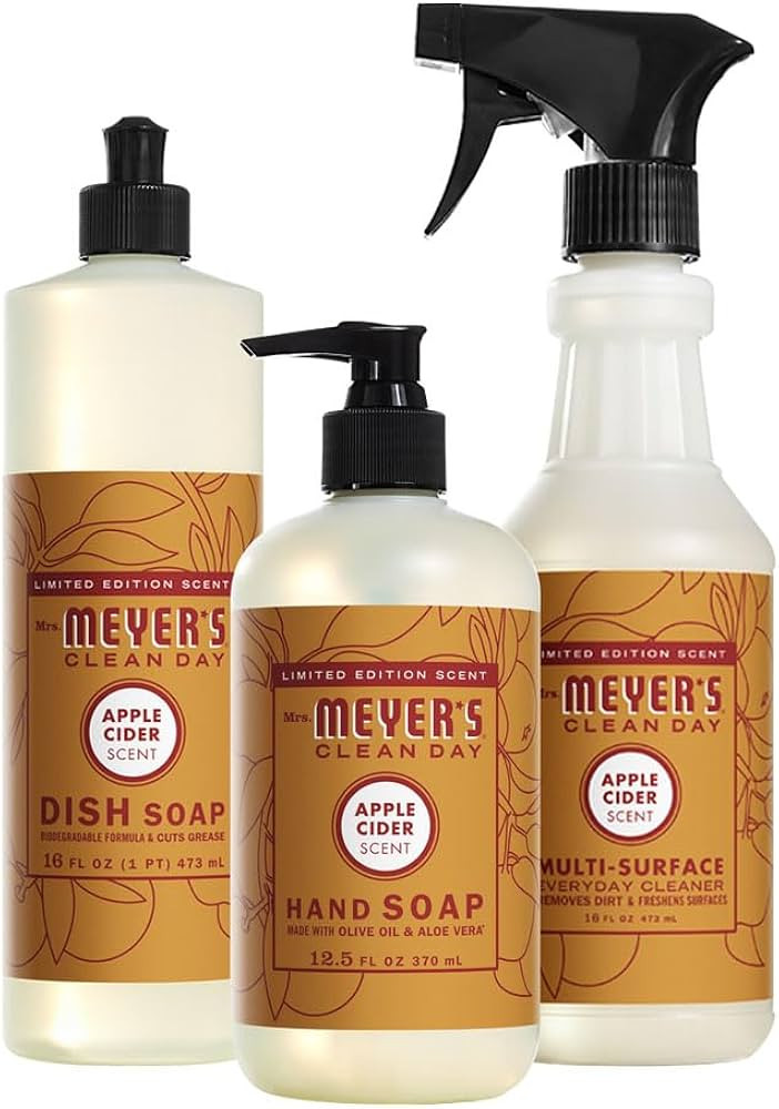 MRS. MEYER'S CLEAN DAY Kitchen Basics Gift Set, Apple Cider Scent Cleaning Supplies, includes Dis... | Amazon (US)