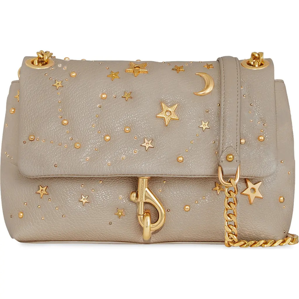 Rebecca Minkoff Edie Celestial Studded Leather Crossbody Bag in Oyster at Nordstrom | Nordstrom