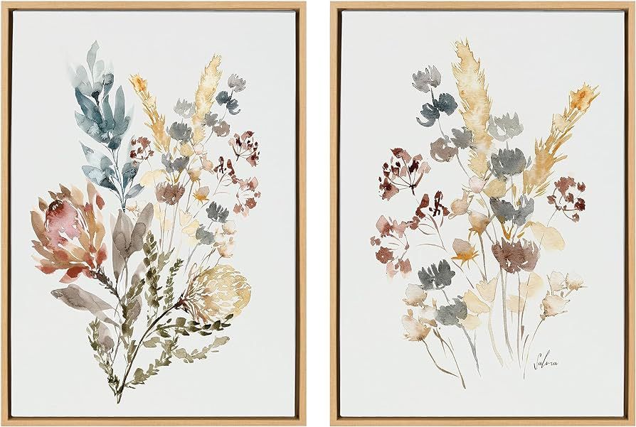 Kate and Laurel Sylvie Wildflower Bunch and Wild Salvia Framed Canvas Wall Art Set by Sara Berren... | Amazon (US)