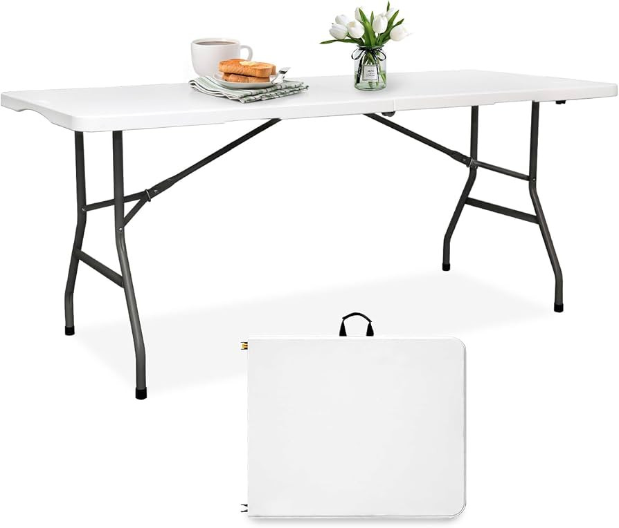 Folding Table 6FT HDPE 6 Foot Foldable Table Portable Banquet Surface Fold-in-Half Desk Utility f... | Amazon (US)