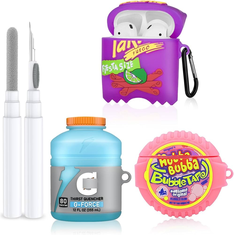 Cute Cases for Airpod 2/1 with Cleaner kit,3D Kawaii Silicone Airpod Case Cartoon Food Funny Prot... | Amazon (US)