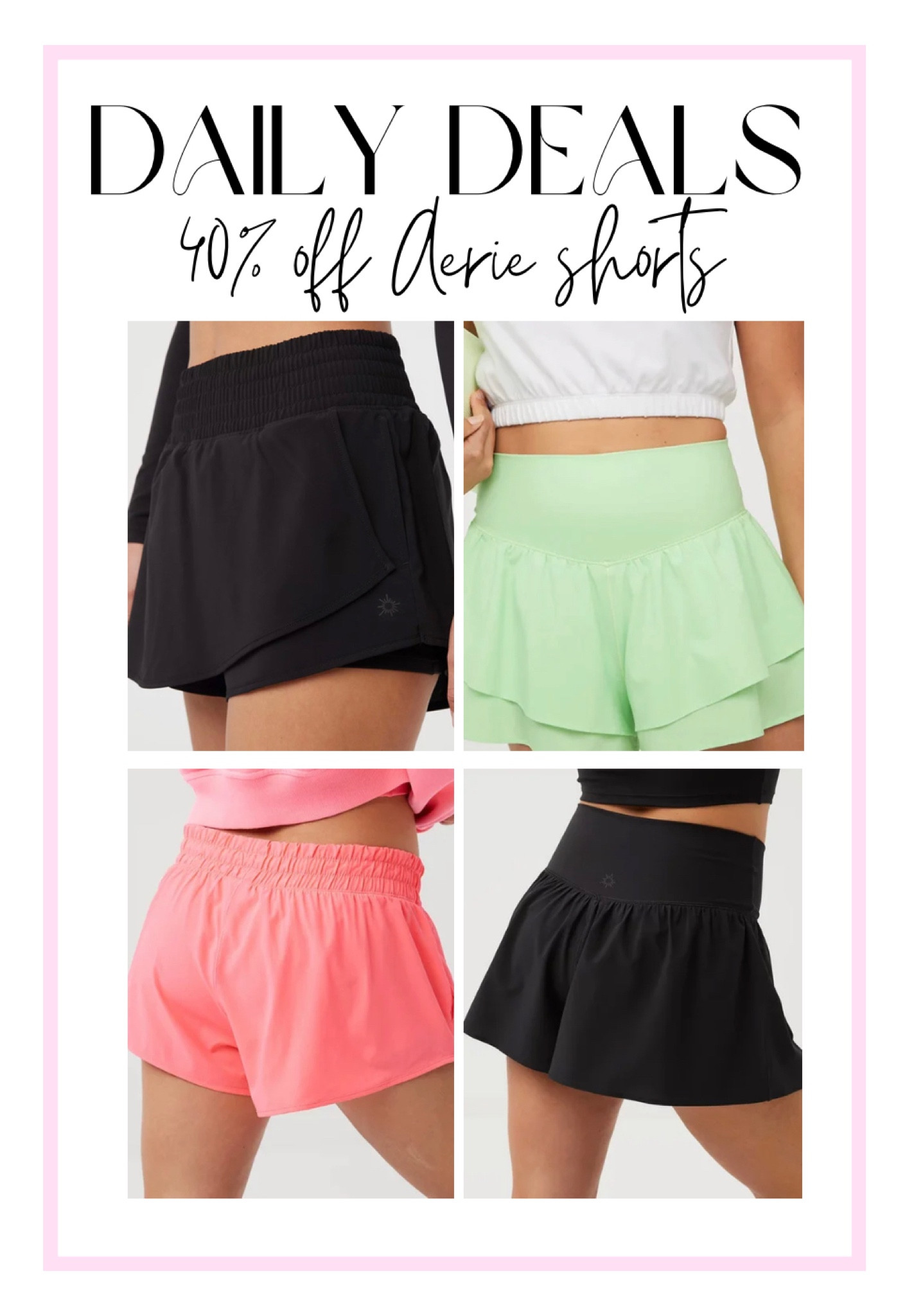 daily deal!!! 40% Aerie shorts until 3/19 🤩

#LTKfindsunder50 #LTKfitness #LTKsalealert
