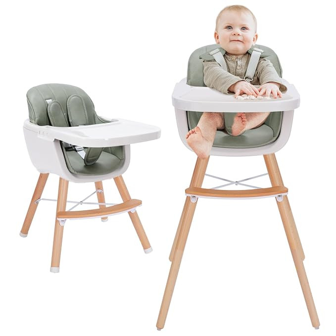 Mallify 3-in-1 Convertible Wooden High Chair,Baby High Chair with Adjustable Legs & Dishwasher Sa... | Amazon (US)