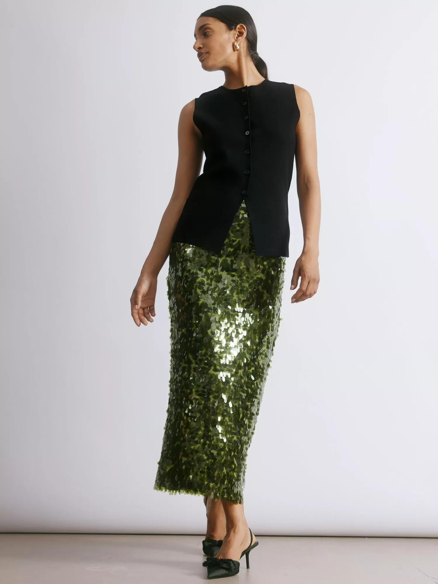 Albaray Drop Sequin Skirt, Green | John Lewis (UK)