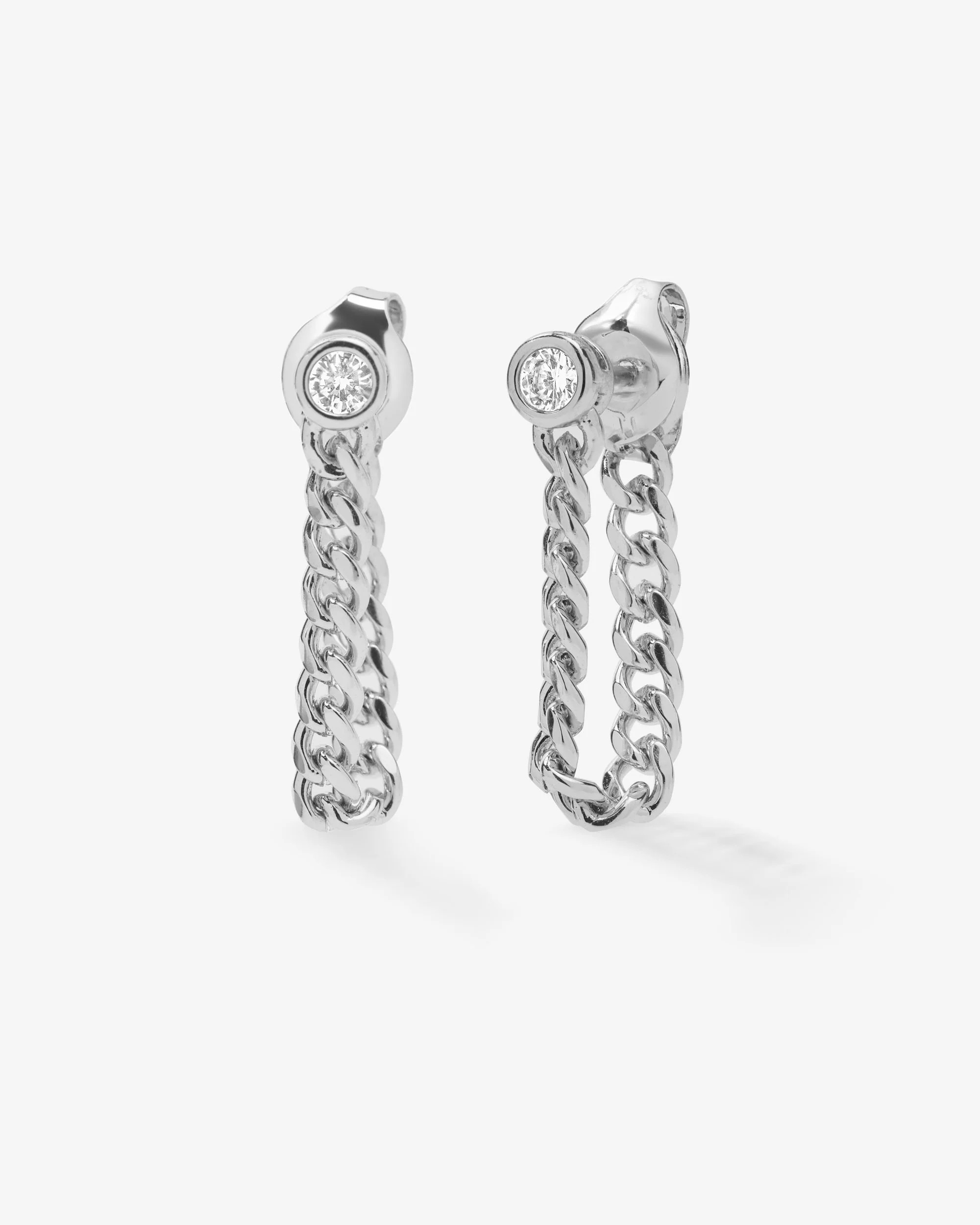 Baby Julian Soft Chain Hoops - Silver|White Diamondettes | Melinda Maria Jewelry