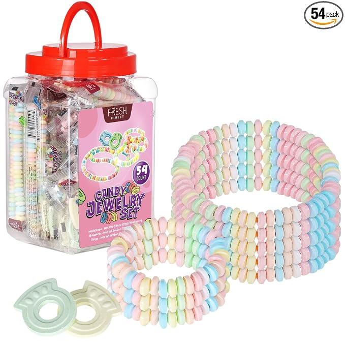 FRESH FINEST Novelty Candy Mix - 54-Count Individually Wrapped Jewelry Candy Bulk in a Jar - 18 C... | Amazon (US)