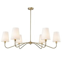 47'' Brushed Brass Chandelier with Shades, Oversized 6-Light Modern Chandelier for Living Room, L... | Amazon (US)