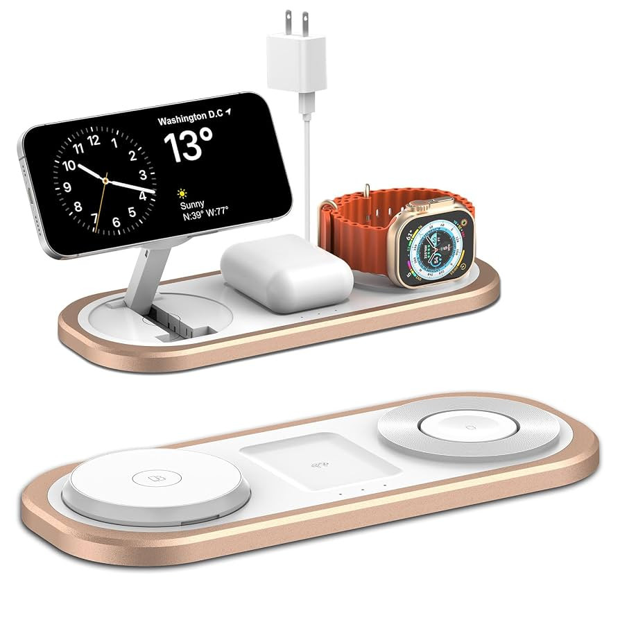 3 in 1 Fast Wireless Charger Stand for iPhone, Foldable Travel Charging Station for Magsafe for i... | Amazon (US)