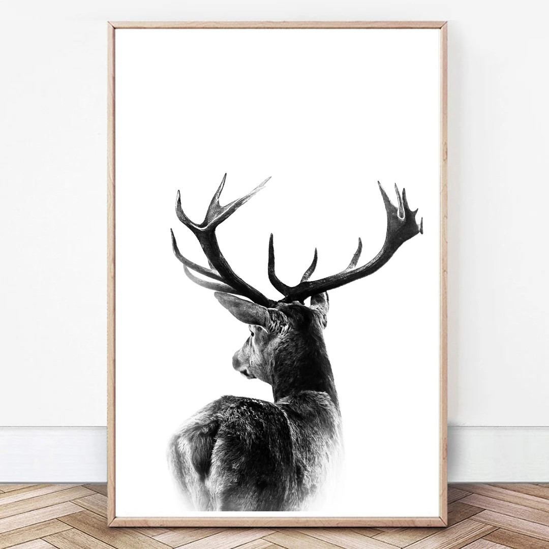 Deer Print Deer Antlers Poster Deer Printable Wall Art Digital - Etsy | Etsy (US)