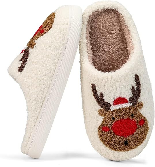 DRSLPAR Fuzzy House Slippers for Women Smiley Face - Christmas Cozy Memory Foam Woman Slipper Ind... | Amazon (US)