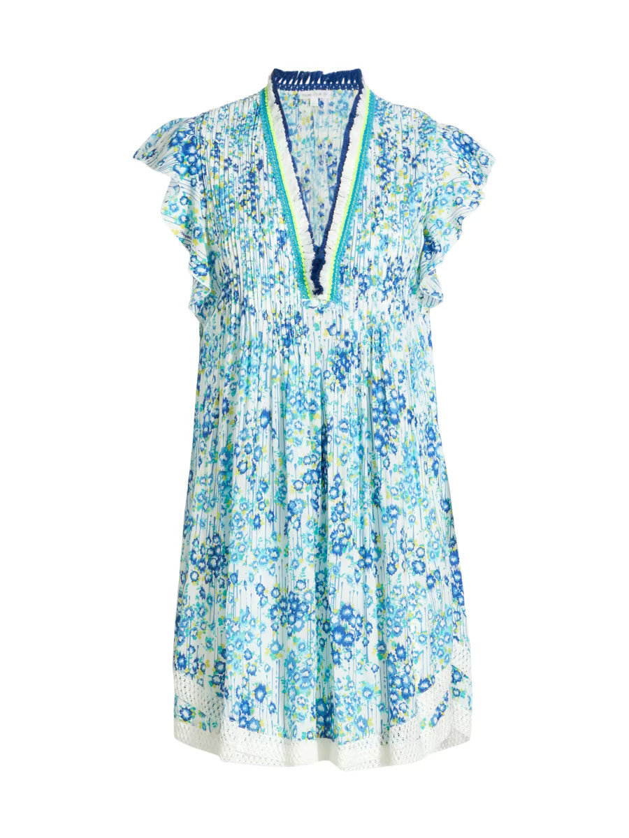 Sasha Crochet-Trim V-Neck Minidress | Saks Fifth Avenue