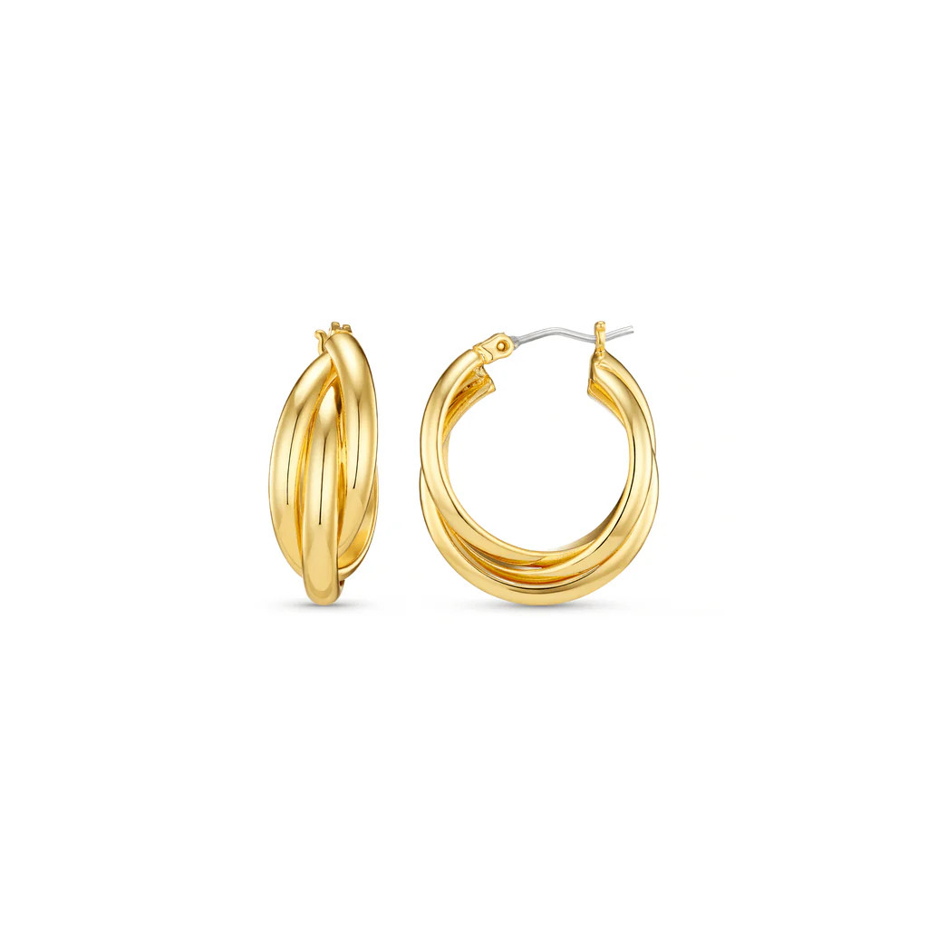 Interlocking Hoop Earrings - Gold | Orelia
