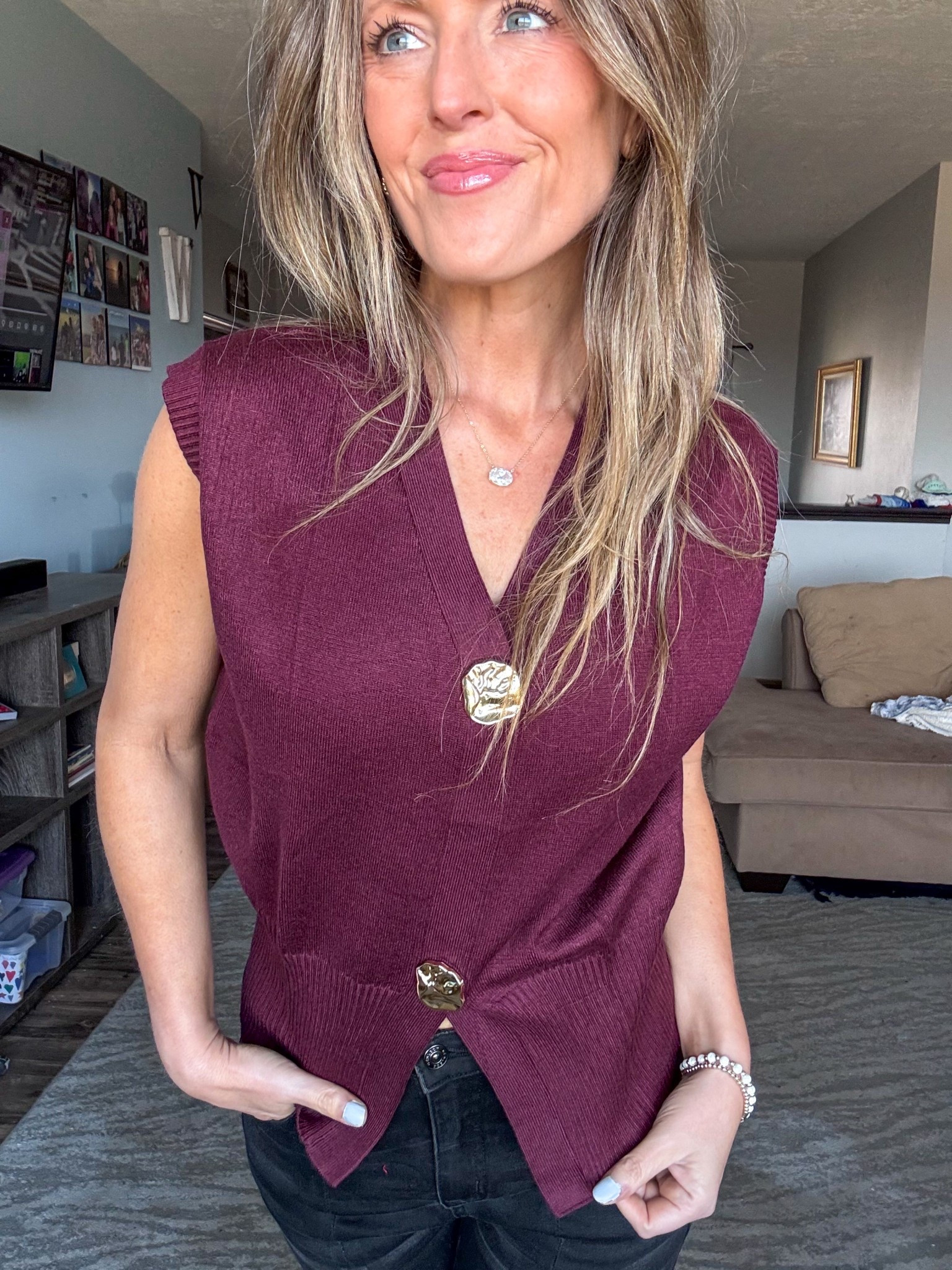 This spring burgundy sweater is so gorgeous! Love the gold details! Wearing a small.

As an Amazon Influencer I earn commission on qualifying purchases.

Spring fashion, burgundy top, date night outfit inspo, mom style

#LTKMidsize #LTKmomlife #LTKOver40