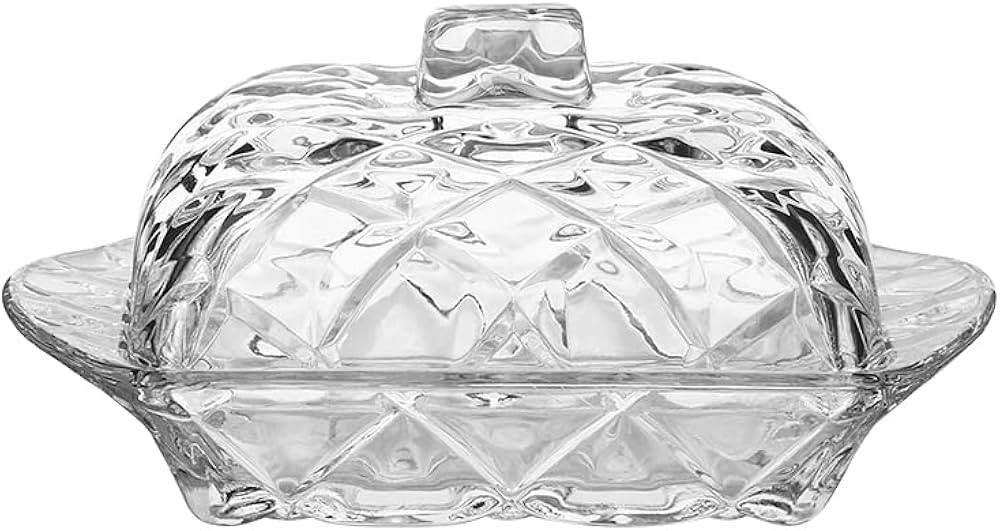 Glass Butter Dish for Countertop, Clear Butter Keeper Holder with Lid and Easy Grip Handle, Tradi... | Amazon (US)