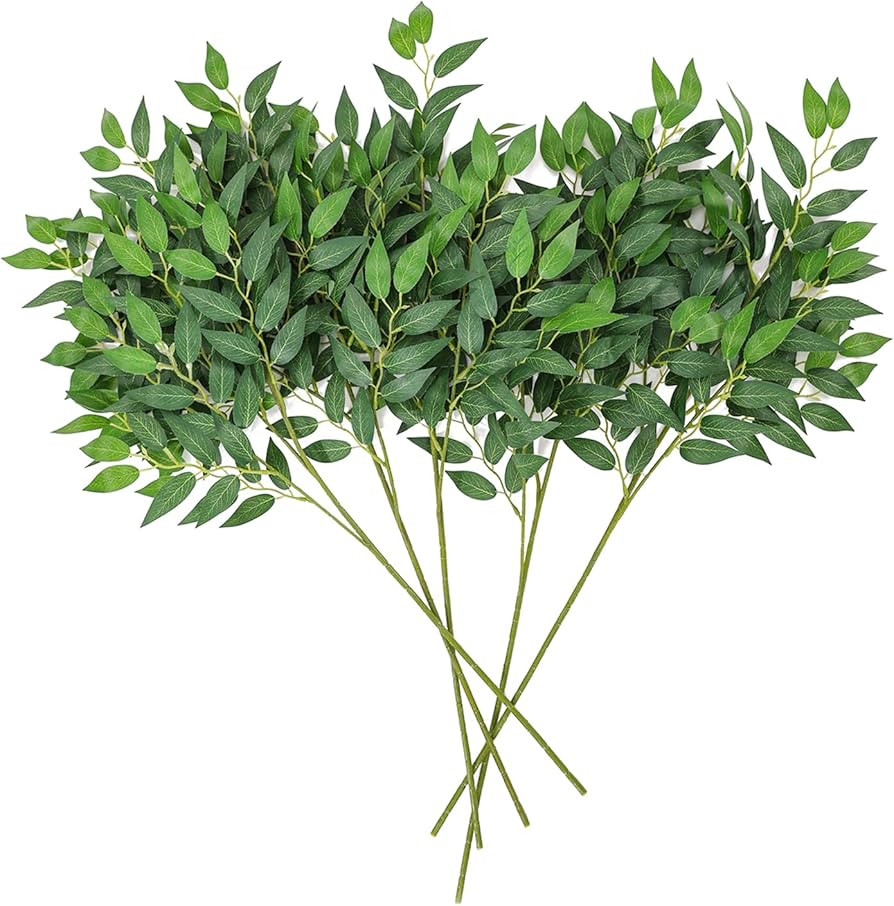 SHUOTAO 5pcs Italian Ruscus Greenery Stems, 31" Tall Spring Artificial DIY Faux Floral Shrub Bush... | Amazon (US)