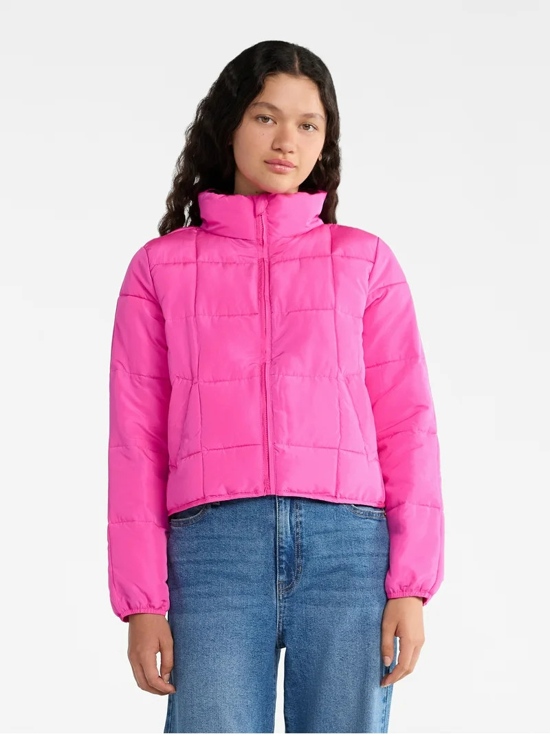 No Boundaries Packable Puffer Jacket, Women's and Women's Plus Sizes XS-4X - Walmart.com | Walmart (US)