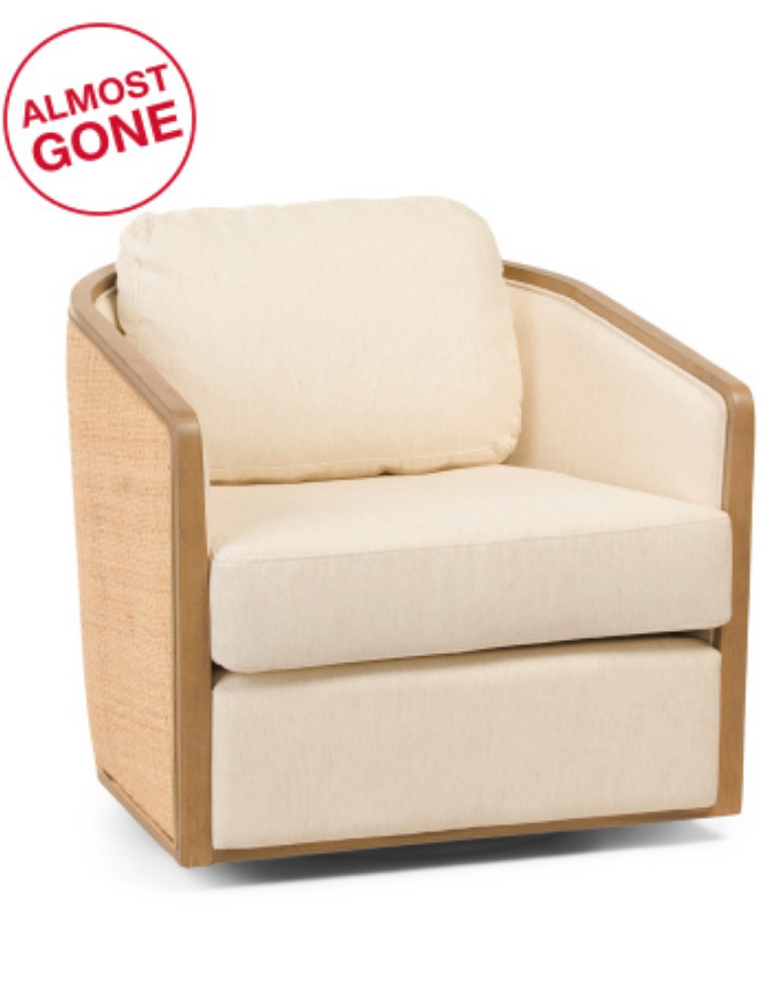 ONLY 2 LEFT! NAUTICA
Bahra Rattan Accent Chair in almond color

Rattan detail, cushioned back and seat are removable, 360 degree swivel, wood frame
Modern style
Overall: 30in W x 32in H x 33in L, arms: 33in L, legs:
2in H 
Wood


Tj maxx, Tj maxx finds, furniture, arm chair, home, affordable furniture




#LTKStyleTip #LTKHome #LTKSaleAlert