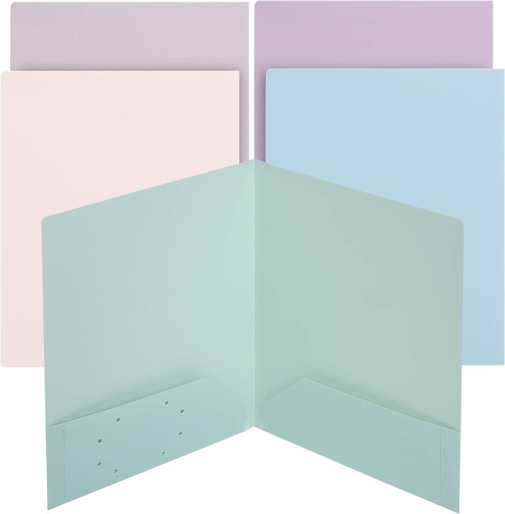 Mr. Pen- Plastic Folders with Pockets, 5 pcs, Muted Pastel Colors, 2 Pocket Plastic Folders, File... | Amazon (US)