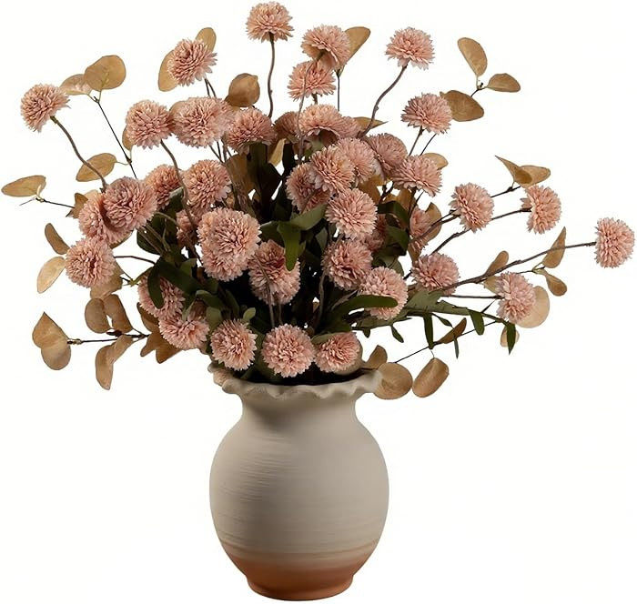 LESING 10pcs Long Stem Artificial Flowers with Eucalyptus, Fake Silk Tall Chrysanthemums Ball Flo... | Amazon (CA)