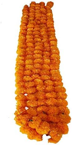Sharvgun Pack of 5 Artificial Orange Marigold Flower Garlands 5 ft Long- for use in Parties, Cele... | Amazon (US)
