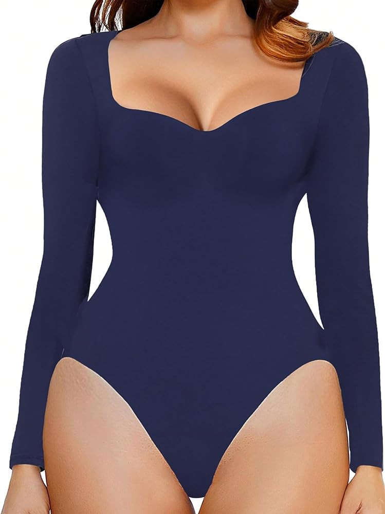 Avidlove Long Sleeve Bodysuits for Women Sexy Sweetheart Neck Going Out Outfits Double Lined Body... | Amazon (US)