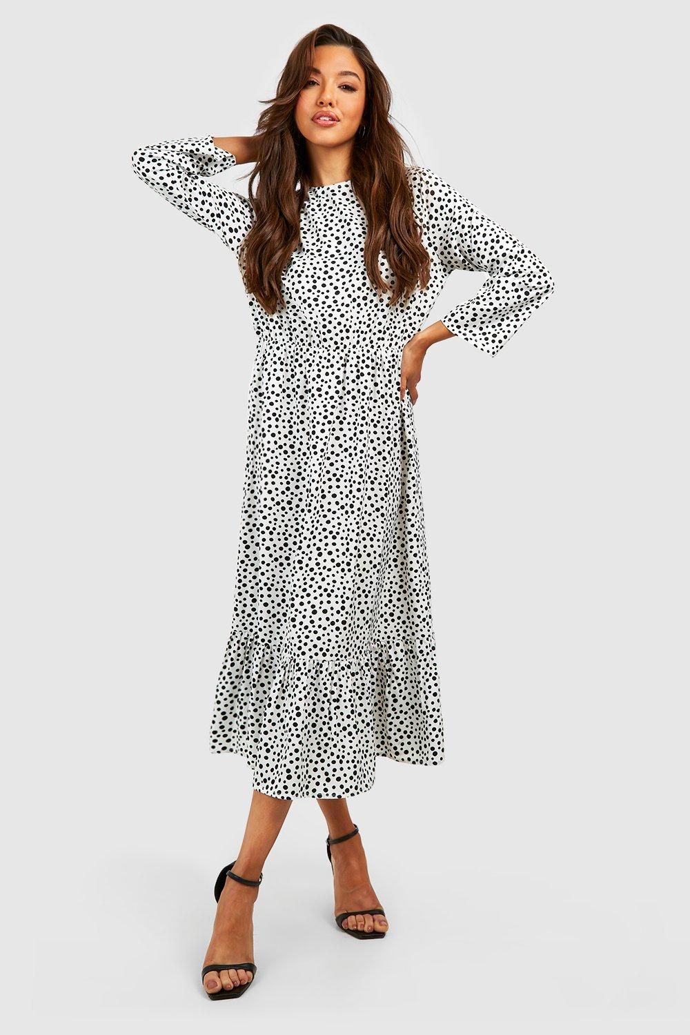 Woven Mixed Spot Dress | Boohoo.com (UK & IE)