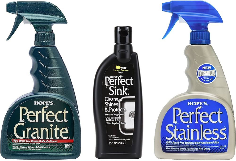 Hope's Perfect Stainless, Perfect Granite, and Perfect Sink Cleaner Bundle, Streak Free Polishing... | Amazon (US)