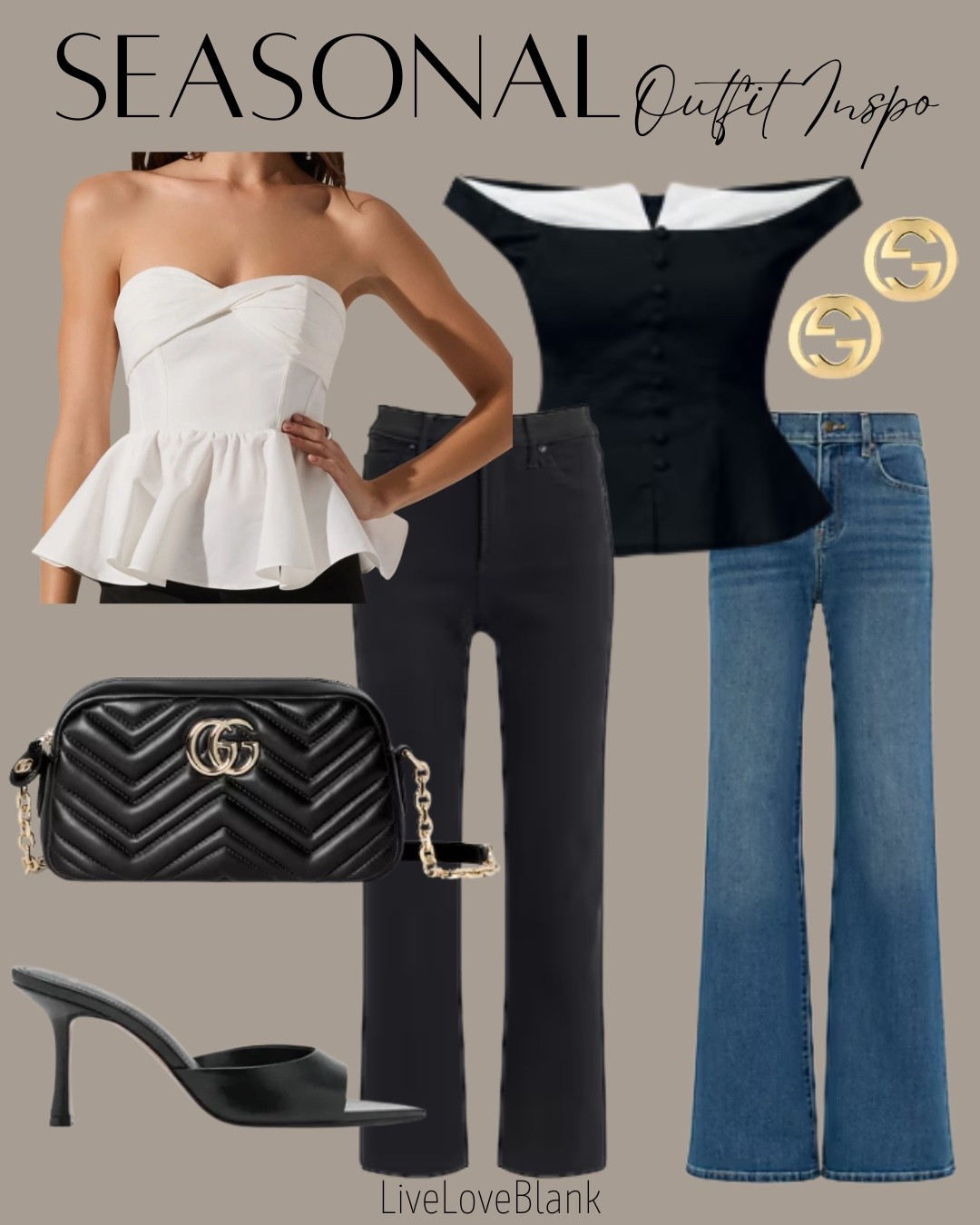 Date night outfit 
Strapless tops with jeans 
Girls night out outfit 
@nordstrom 
@Express 
@gucci 


#LTKU #LTKOver40 #LTKSeasonal