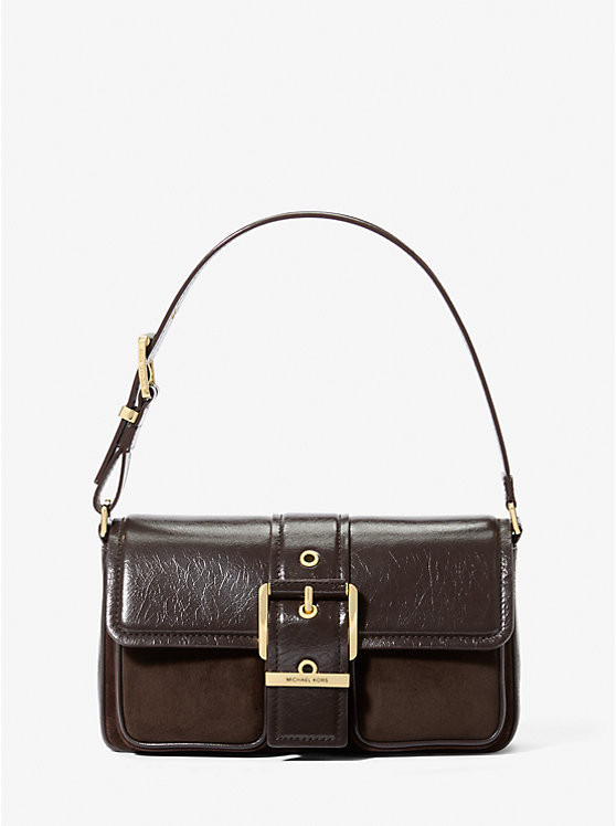 Colby Medium Crackled Leather and Suede Shoulder Bag | Michael Kors US